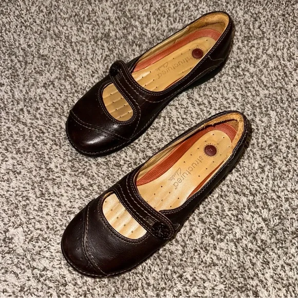 Clarks Unstructured Poem 85174 Leather Brown Mary Jane Loafer Flats, Size 7 - Picture 4 of 10